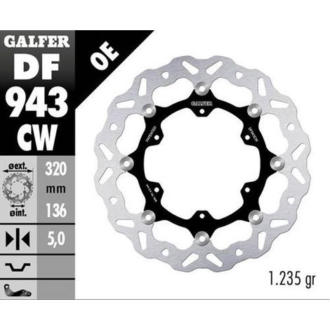 Disco freno anteriore Galfer per KTM 790R Adventure '19-'22 890R/L Adventure '21-'23 (a onda flottante) (320x136x5mm)