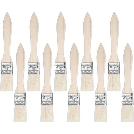 Lot de 10 pinceaux de peinture - Largeur : 25 mm - Pour peinture acrylique, vernis - Pinceau plat - Pinceau à lasure - Pour travaux de peinture, bricolage, décapage, colle (1/5)