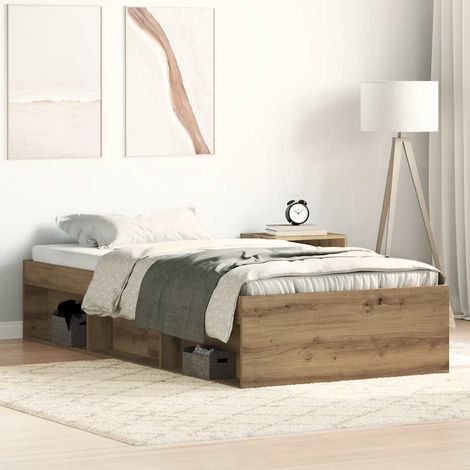 Estructura de cama sin colchón roble artesanal 75x190 cm vidaXL (1/5)