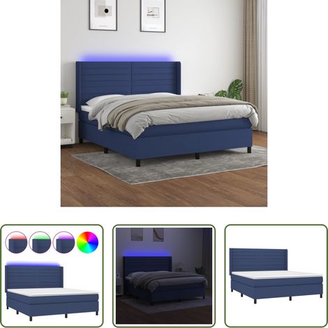 vidaXL Matelas à ressorts ensachés - Sommier à lattes de lit matelas et LED Bleu 160x200 cm Tissu (1/5)