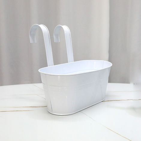 Pot blanc de maison de cour de balcon, pot de fleur de seau de plantation de 2714.5 cm (suspendu) (1/5)