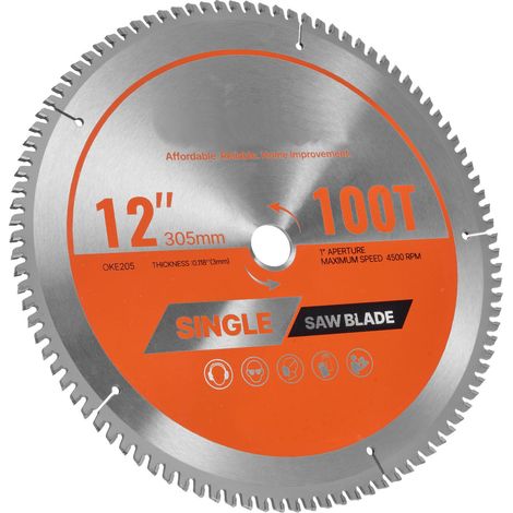 Lame de scie circulaire 305 mm, 100 dents en alliage, alésage 25,4 mm, coupe fine pour aluminium, acier et métal, avec évents anti-bruit (1/5)