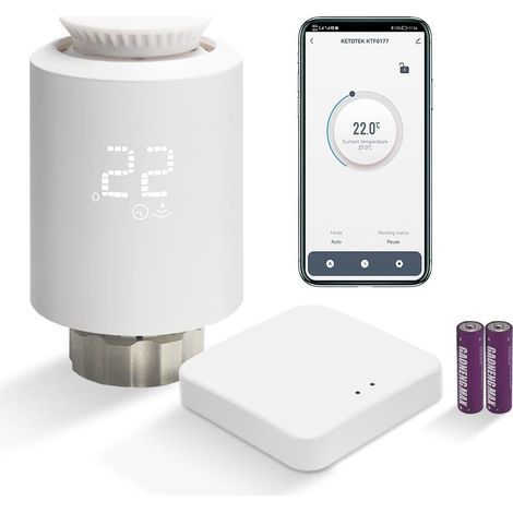 Set di termostato elettronico intelligente per radiatori con gateway Wi-Fi Zigbee, Starter Kit, termostati programmabili per valvole di riscaldamento, Alexa, Google Assistant, Smart Life, Tuya (1/5)