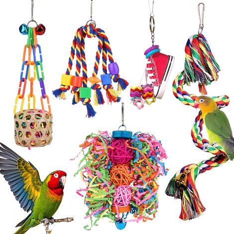 Tige de corde pour jouet d'oiseau avec cloche, balançoire pour perroquet, debout et suspendu, perruches et tourtereaux (1/5)
