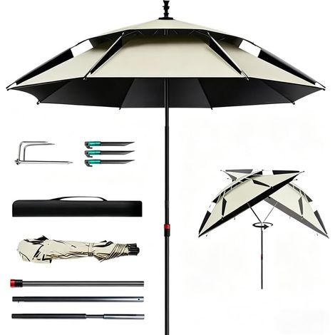 Parasol de Plage avec Ancre de Plage,Ø 160cmParasol de Jardin Exterieur,360°Parasol Inclinable,Toile Protection UV UV50+,Ombrelle réglable en Hauteur et Inclinaison,pour Balcon (1/5)