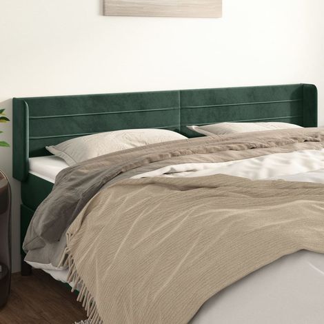 vidaXL Tête de lit avec oreilles Vert foncé 183x16x78/88 cm Velours (1/5)