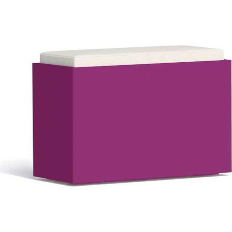 Panchina pouf moderno arredo design 80x35 H5 in polimero viola con cuscino per interno ed esterno - Made in Italy - Monacis