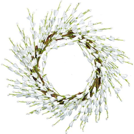 Forsythien-Türkranz, 40 cm, rustikaler Stil, mit Blütenbüscheln verziert, ideal für die Haustür, die Wand, Partys und Weihnachten. Wohndekoration