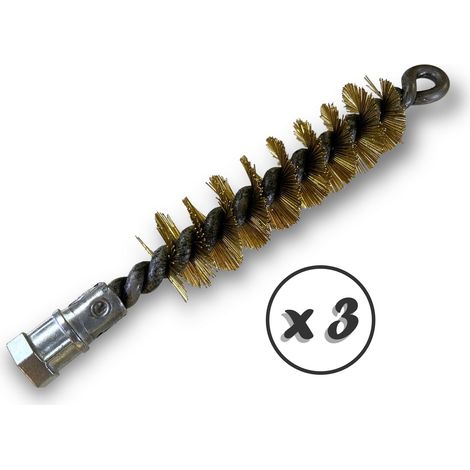 Lot de 3 Brosses à tube PRO LAITON Ø 30 mm Raccord M12175 femelle Ame en acier torsadé Nettoyage brossage tube et canalisation Kibros 41SCL30x3