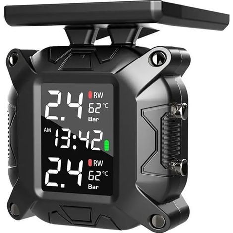 Pour Moniteur de Pression des Pneus à éNergie Solaire TPMS pour Moto, SystèMe de Surveillance de la Pression des Pneus en Temps RéEl, Capteur de TempéRature (1/5)