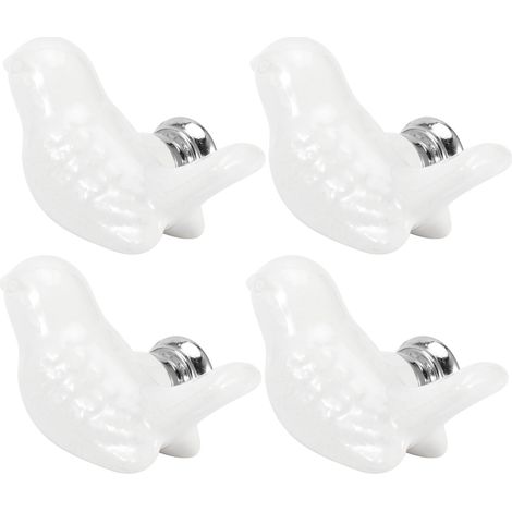 4er-Set vogelförmige Keramikknöpfe zum Selbermachen für Türen, Schubladen, Schränke, Möbelzubehör, Weiß (1/5)