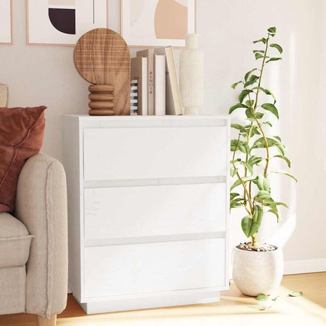 Aparador de madera maciza de pino blanco 60x34x75 cm (1/4)