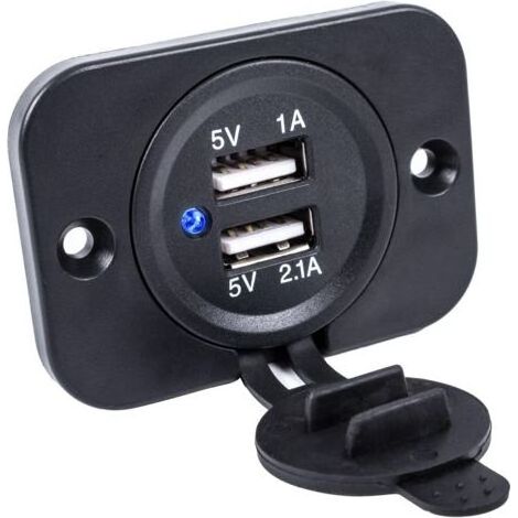 12/24V Double prise USB encastrable 2,1 A 5 V Convient pour caravane, camping-car, voiture, bateau, camion (1/5)