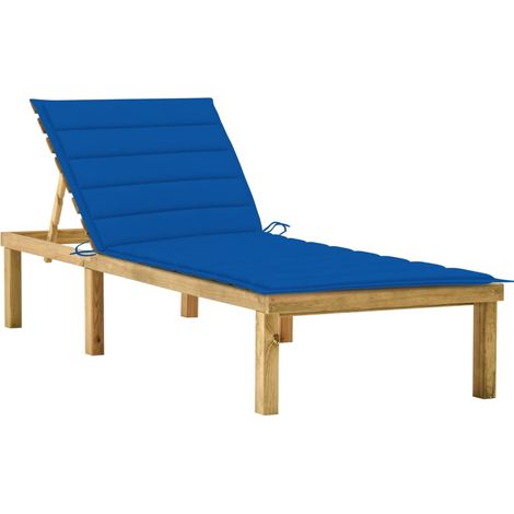 Chaise longue avec coussin bleu royal Bois de pin imprégné (1/5)