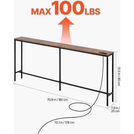 Table console étroite pour canapé - 180 cm table d'entrée longue (1/5)