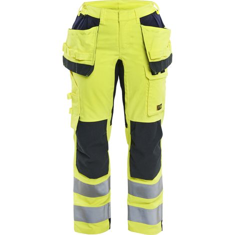 Pantalon de travail multinormes inhérent +stretch poches flottantes femme feMyanMare - Jaune fluo/Marine L - FR(44) - SE(C42) - Standards