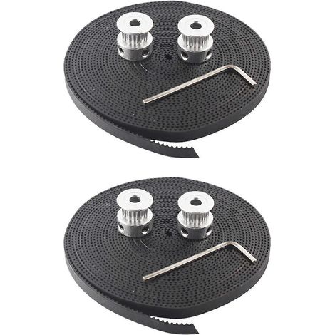 2 poulies en aluminium GT2, alésage 5 mm, largeur 6 mm, courroie GT2 de 2 mètres (2 m) et 6 mm de diamètre (1/5)