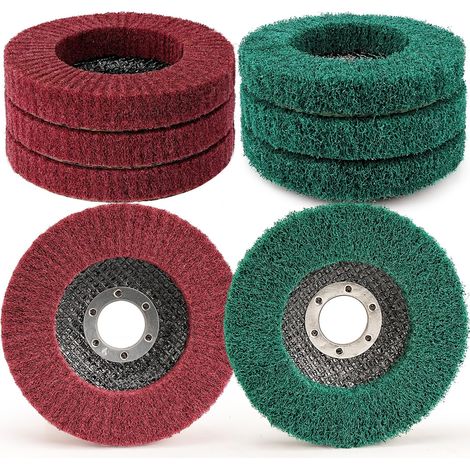 10 x 1.6 cm Disque de Ponçage à Lamelles en Fibre de Nylon, Lot de 8 Grit 320/180 Roue de Polissage pour Meuleuse d'angle, Pour le nettoyage, l'ébavurage et l'élimination de la rouille (1/5)