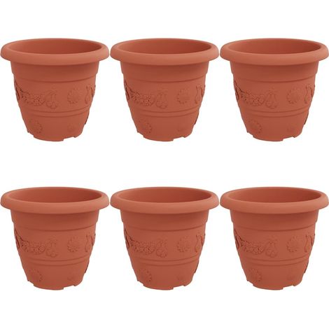 Maison Exclusive - Runder Blumentopf 6 pcs Ziegelrot Ø 26 x 21,5
