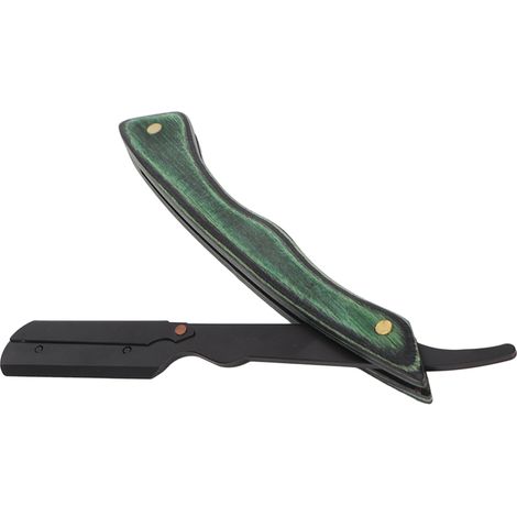 Support de Lame de Barbe Pliable en Acier Inoxydable et Bois Composite, Manche de Couteau pour Barbier Vert (1/5)