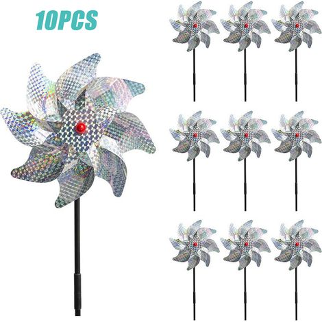 10er-Pack reflektierende Windmühlen, um Vögel von Ihrem Haus, Fenster, Garten, Bauernhof und zur Vogelbeobachtung fernzuhalten