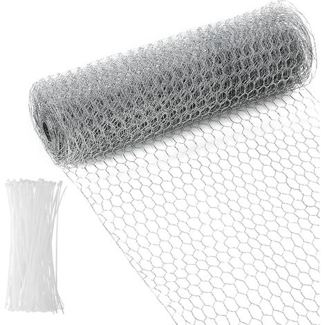Galvanized Rabbit Wire Mesh, 0.4 x 12 m Rabbit Wire Mesh, Galvanized Chicken Wire Mesh, Fine Mesh Wire Mesh, Suitable for Poultry Fencing and Home Decoration (1/5)
