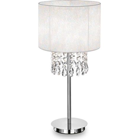Ideal Lux Opera - Lámpara de mesa 1 luz Cromo, Blanco, Cristal con pantalla blanca, E27