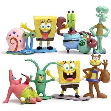 Lot de 8 figurines Bob l'éponge - Cadeaux de Noël Bob l'éponge (1/3)