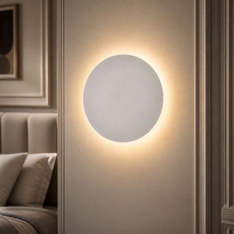 Applique murale ronde tactile LED 17W Ø30cm, variateur intensité, 3 températures de couleur, abat-jour acrylique et corps en fer laqué (1/5)