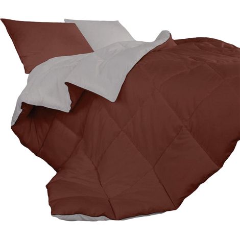 Piumino invernale caldo piumone 3 misure double face microfibra anallergico MarronePanna - Singolo (1/3)