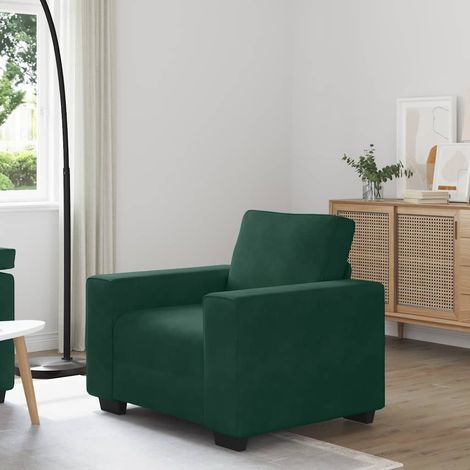 vidaXL Fauteuil canapé vert foncé 100x77x82 cm velours (1/5)