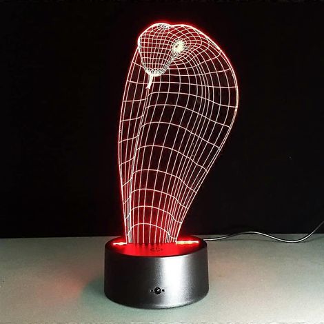 Lampe LED 3D Serpent Cobra Veilleuse Lampe Illusion d'Ombre Lampe Tactile USB Lampe Acrylique Décoration Intérieure Cadeau 7 Couleurs Changeantes (1/5)