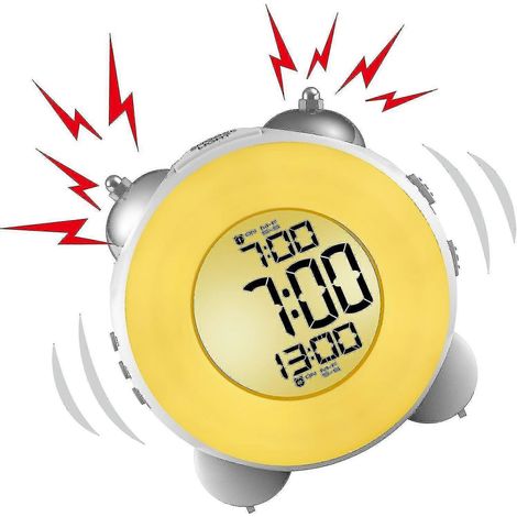 Réveil sonore, sans tic-tac, alimenté par piles, avec fonction snooze et double veilleuse ( ) - (1/2)