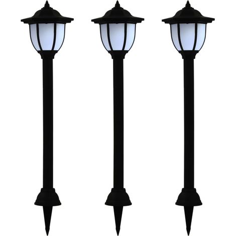 Lámparas solares LED exterior 3 uds negro