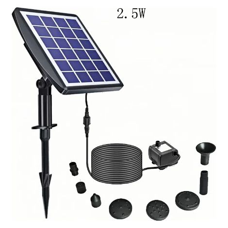 Pompe à eau solaire sans balais pour fontaines, équipée d'un panneau solaire 9V 2,5W, débit 200L/H. (1/4)
