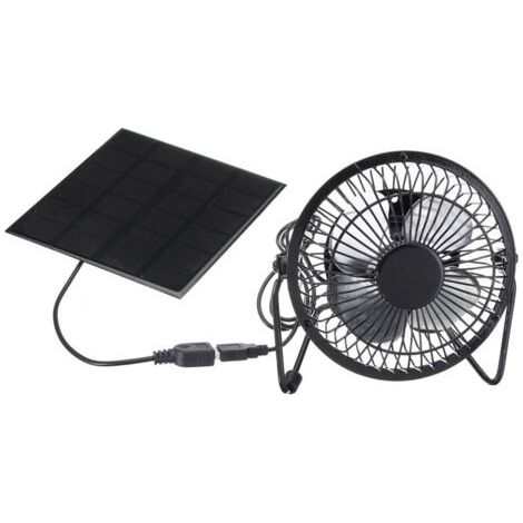Ventilateur de bureau USB alimenté par panneau solaire USB 5W, petit ventilateur extérieur pour la maison, le bureau, l'ordinateur portable, le PC, la table (1/5)