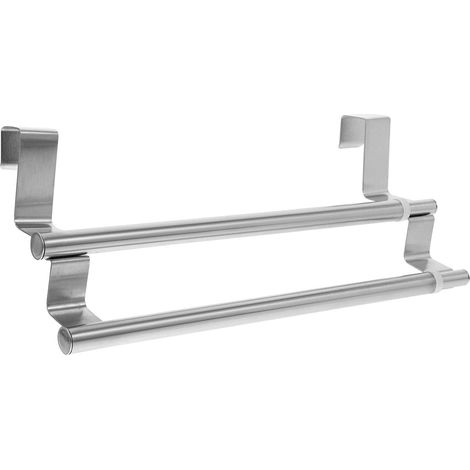 Porte-serviettes double barre réglable pour salle de bain, acier inoxydable, installation sans (1/5)