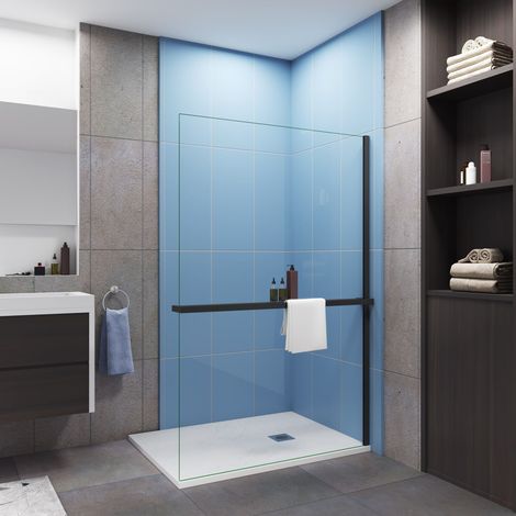 Etagère de douche en alu noir pour paroi de douche largeur de 140cm, pour paroi de douche en verre 8mm,capacité de charge 5kg