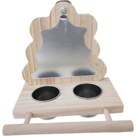 Vogel-Spiegelspielzeug mit Sitzstange, Papageien-Spiegelfutternäpfe für Wellensittiche, Sittiche, Unzertrennliche und Aras-Tree