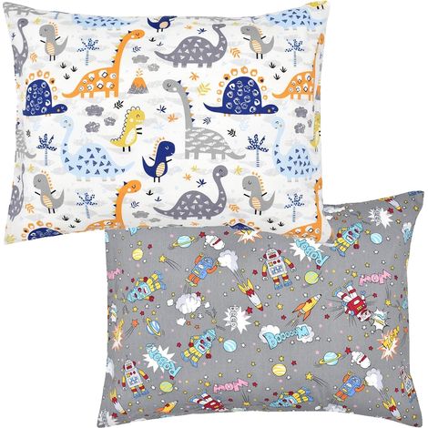 Lot de 2 Taie d'oreiller Enfant, Housses de Oreillers Bébé en 100% Coton Protège Oreiller Style enveloppe Résistant Hypoallergénique Doux Respirant pour garçon Filles Lit 49 x 36cm Lavable Machine (1/5)