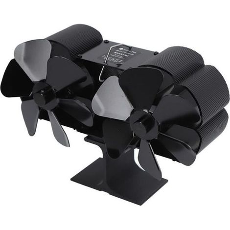 Ventilateur de cheminée à 6 lames alimenté par la chaleur - Ventilateur de poêle noir (1/4)