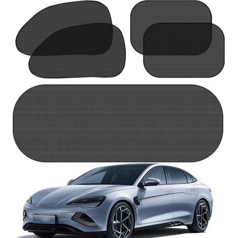 Pare-soleil de fenêtre de voiture pour vitres latérales et arrière - Montage facile avec ventouses - Maille anti-UV - Anti-éblouissement - Lot de 5 (1/5)