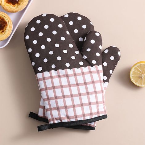 Gants Isolants Thermiques - Pour Four Et Micro-ondes - En Coton Et Lin - Motif Tartan - Protection Chaleur Jusqu'à 250 °C - Lot De 2 (1/5)