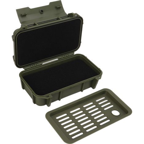 Valise étanche ABS robuste pour équipement de camping et extérieur, boîte de rangement militaire verte à double étanchéité.
