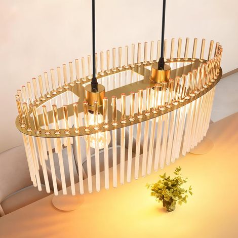 ZMH Luminaire Suspension Pour Table à Manger Suspension 2 Éclairages Doré E27 Abat-Jour Verre Ø 60 cm Luminaire Suspension Pour Table Pour Café Bar Cuisine Salle Sans Lampe