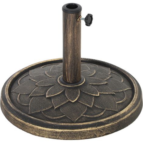 Sonnenschirmständer (12 kg) mit integrierter Kurbel, aus Kunstharz, Metall und Zement, Ø 46 x 34 cm, Bronze