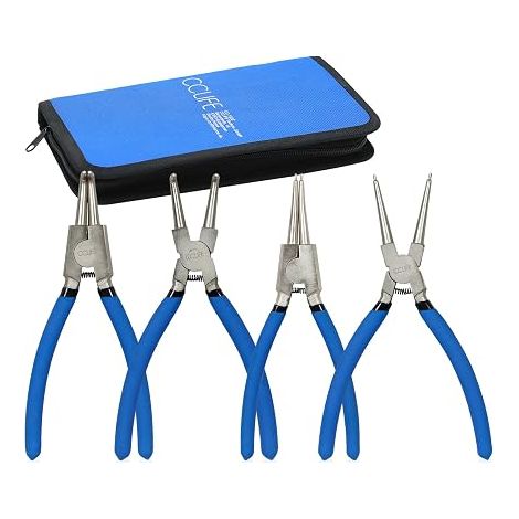 Pinces Circlips 150 mm Lot de 4 Pinces à Circlips Intérieurs et Extérieurs Droites et Courbées Avec sac de Rangement (1/5)
