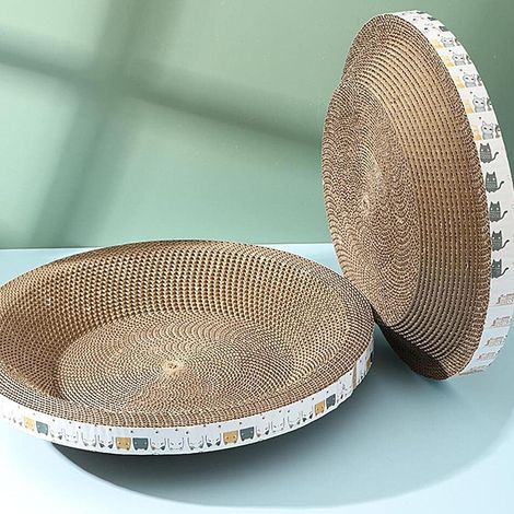 Lot de 2 cartons à gratter pour Chat, ovales, Ronds, griffoirs, Protection des Meubles, canapé, lit pour Chat, Meubles à griffer pour canapé, Jouets d'entraînement (40CM) (1/5)