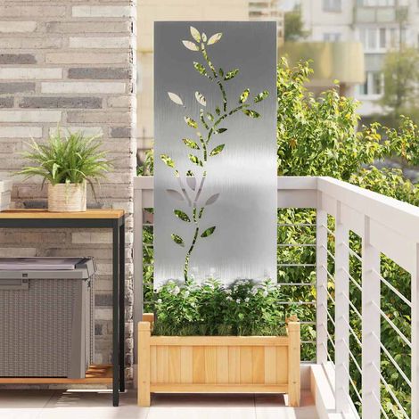 Garten Sichtschutz-Leinwand Floral Silber 50 x 140 cm Edelstahl (1/5)