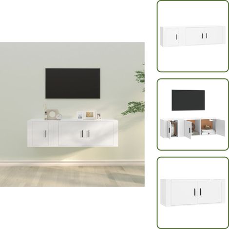 The Living Store Ensemble de meubles TV 2 pcs Blanc Bois d'ingénierie - Meuble TV classique (1/5)